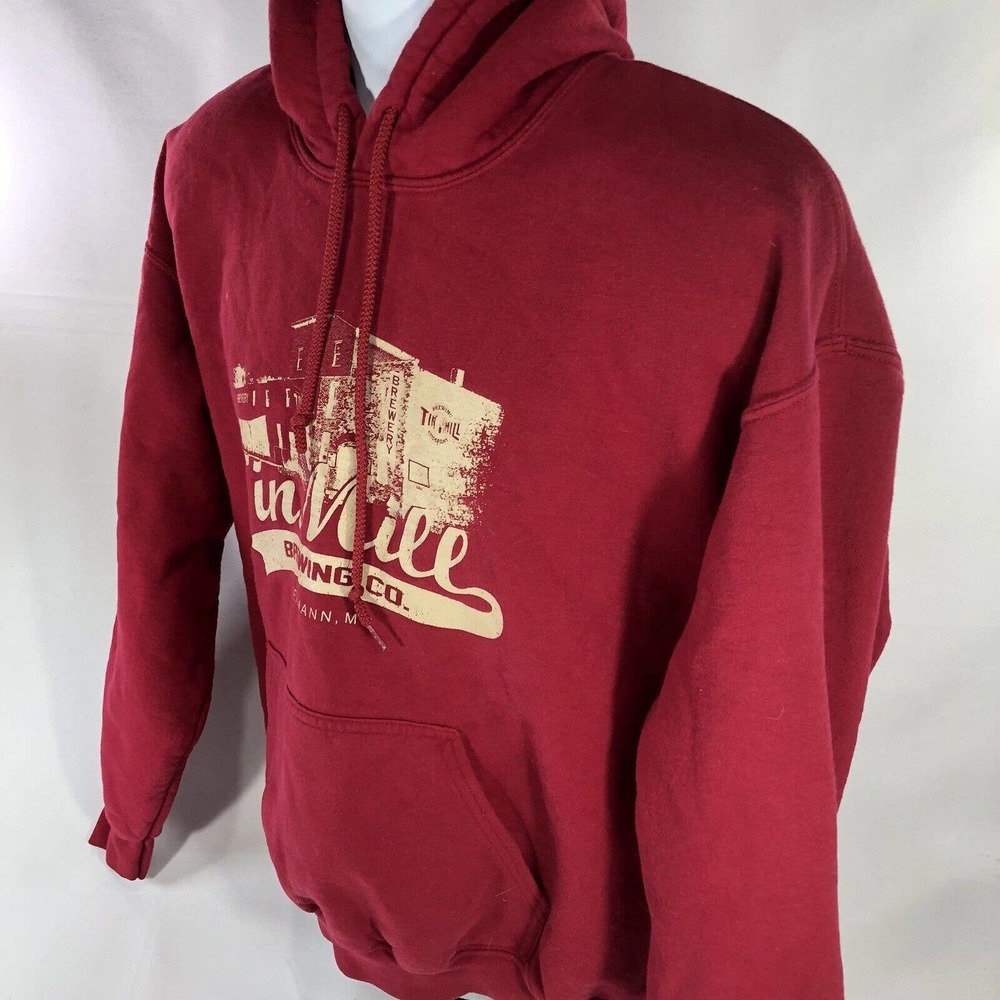 TIN MILL BREWING CO HOODIE MENS LARGE RED HERMANN MISSOURI HOODED SWEATSHIRT - Picture 5 of 10